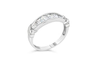 .925 Sterling Silver 1/2 Cttw Baguette Cut Diamond Channel Set X-Station Wedding Ring (H-I Color, I1-I2 Clarity) - Size 6-1/2