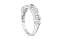 .925 Sterling Silver 1/2 Cttw Baguette Cut Diamond Channel Set X-Station Wedding Ring (H-I Color, I1-I2 Clarity) - Size 6-1/2