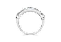 .925 Sterling Silver 1/2 Cttw Baguette Cut Diamond Channel Set X-Station Wedding Ring (H-I Color, I1-I2 Clarity) - Size 6-1/2