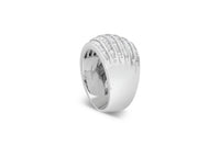 .925 Sterling Silver 1.0 Cttw Baguette-Cut Diamond 6-Row Channel Set Domed Tapered Cocktail Fashion Ring (H-I Color, I2-I3 Clarity) - Size 6-1/2