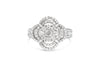 14K White Gold 1.0 Cttw Round & Baguette Cut Diamond Floral Cluster Quatrefoil Channel Set Band Cocktail Statement Ring (H-I Color, SI2-I1 Clarity) - Size 6-3/4