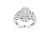 14K White Gold 1.0 Cttw Round & Baguette Cut Diamond Floral Cluster Quatrefoil Channel Set Band Cocktail Statement Ring (H-I Color, SI2-I1 Clarity) - Size 6-3/4