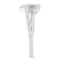.925 Sterling Silver 1/8 Cttw Diamond Open Heart Leaf Curvy Bypass Accent Fashion or Promise Ring (I-J Color, I2-I3 Clarity) - Size 6