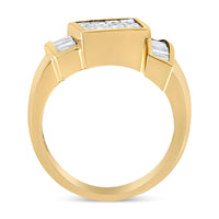 14K Yellow Gold 1 5/8 Cttw Invisible-Set Princess and Baguette Diamond Cocktail Band Ring