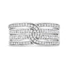 .925 Sterling Silver 1/2 Cttw Diamond Multi-Row Bypass Band Ring (I-J Color, I3 Clarity) - Size 7