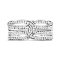.925 Sterling Silver 1/2 Cttw Diamond Multi-Row Bypass Band Ring (I-J Color, I3 Clarity) - Size 7