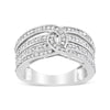 .925 Sterling Silver 1/2 Cttw Diamond Multi-Row Bypass Band Ring (I-J Color, I3 Clarity) - Size 7