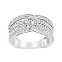 .925 Sterling Silver 1/2 Cttw Diamond Multi-Row Bypass Band Ring (I-J Color, I3 Clarity) - Size 7
