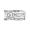 .925 Sterling Silver 1/2 Cttw Diamond Multi-Row Bypass Band Ring (I-J Color, I3 Clarity) - Size 7