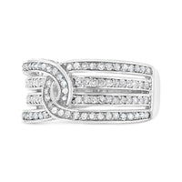 .925 Sterling Silver 1/2 Cttw Diamond Multi-Row Bypass Band Ring (I-J Color, I3 Clarity) - Size 7