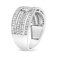 .925 Sterling Silver 1/2 Cttw Diamond Multi-Row Bypass Band Ring (I-J Color, I3 Clarity) - Size 7