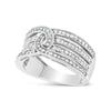 .925 Sterling Silver 1/2 Cttw Diamond Multi-Row Bypass Band Ring (I-J Color, I3 Clarity) - Size 7