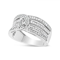 .925 Sterling Silver 1/2 Cttw Diamond Multi-Row Bypass Band Ring (I-J Color, I3 Clarity) - Size 7