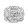 .925 Sterling Silver 2.00 Cttw Round and Baguette-Cut Diamond Cluster Ring (H-I Color, I1-I2 Clarity) - Size 7