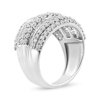 .925 Sterling Silver 2.00 Cttw Round and Baguette-Cut Diamond Cluster Ring (H-I Color, I1-I2 Clarity) - Size 7