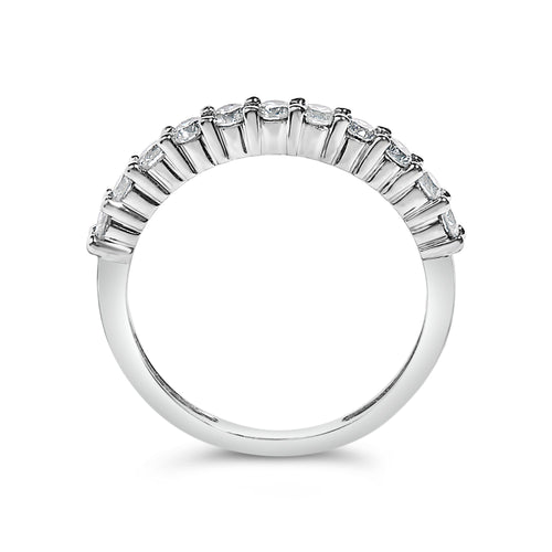.925 Sterling Silver 1/2 cttw Shared Prong-Set Brilliant Round-Cut Diamond 11 Stone Band Ring (I-J Color, SI2-I1 Clarity) - Size 7