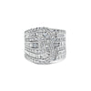 10K White Gold 2 1/2 Cttw Round and Baguette-Cut Diamond Multi-Row Bypass Ring (J-K Color, I2-I3 Clarity) - Ring Size 7