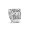 10K White Gold 2 1/2 Cttw Round and Baguette-Cut Diamond Multi-Row Bypass Ring (J-K Color, I2-I3 Clarity) - Ring Size 7