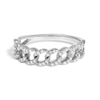 .925 Sterling Silver 1/4 Cttw Diamond Curb Link Band Ring