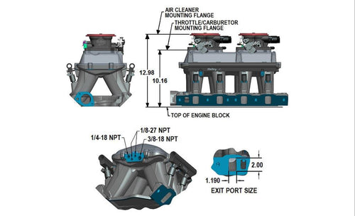 351W Ford Hi-Ram EFI Manifold 105mm LS Throttle Body Flange Top