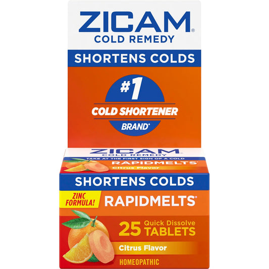 Zicam Zinc Cold Remedy Rapid Melts Quick Dissolve Tablets Citrus Flavor 25ct