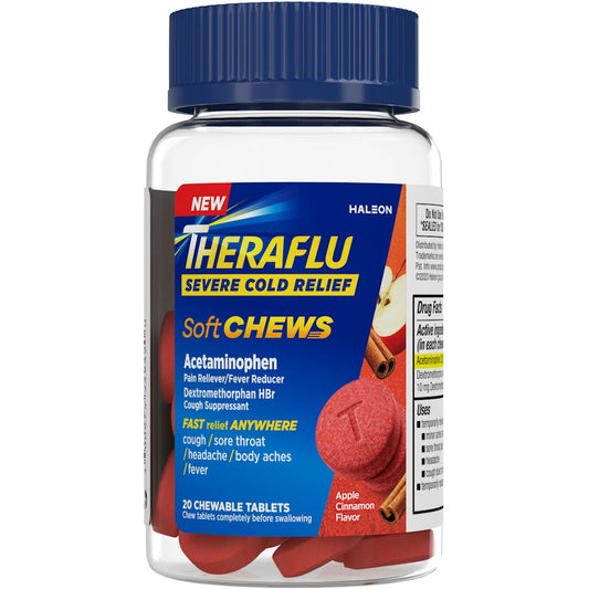 Theraflu Soft Chews Apple Cinnamon Flavor Severe Cold Relief