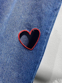 Heart Cutout Wide Leg Jeans | Romantic Wear for Women