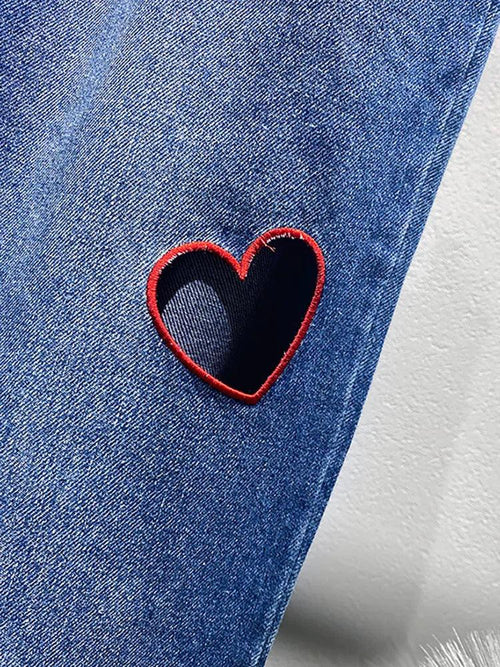 Heart Cutout Wide Leg Jeans | Romantic Wear for Women