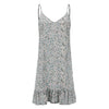 Floral Print Summer Dress Spaghetti Strap Mini Dress Ruffled