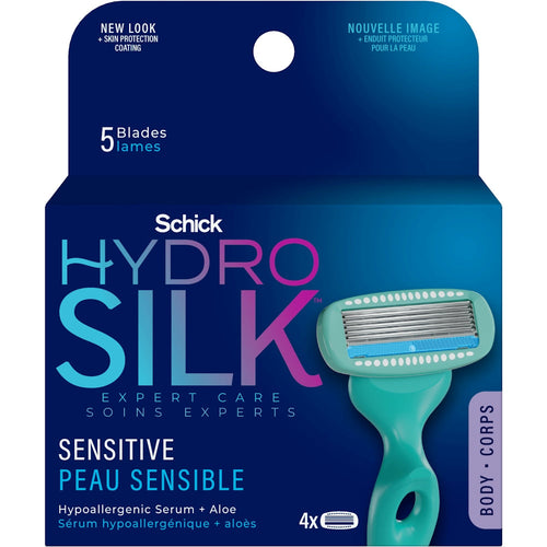 Schick Hydro Silk 5 Blades  Sensitive Razor Blades 4Ea