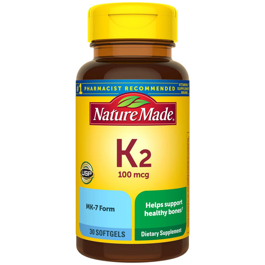 Nature Made Vitamin K2 100 Mcg Softgels, 30 Count For Bone Health