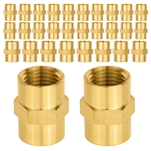 30 Pcs 1/4" Female NPT Brass Hex Connector