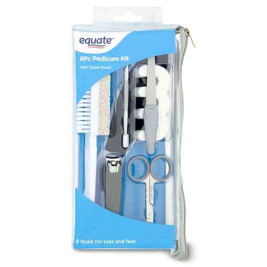 Equate 8-Piece Pedicure Foot Care Set with Zipper Pouch, Silver EasyOptionXY LLC