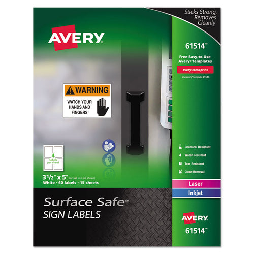 Avery® Surface Safe® Removable Label Safety Signs