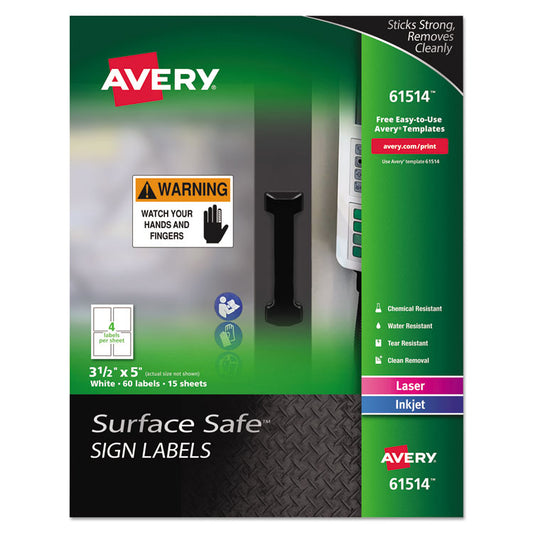 Avery® Surface Safe® Removable Label Safety Signs