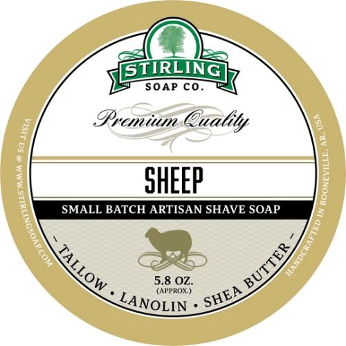 Stirling Soap Co. Sheep Soap (Unscented) Shave Soap Jar 5.8 oz