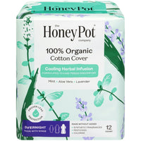 The Honey Pot Company – 100% Organic Cotton Cover Cooling Herbal Pads (Overnight)