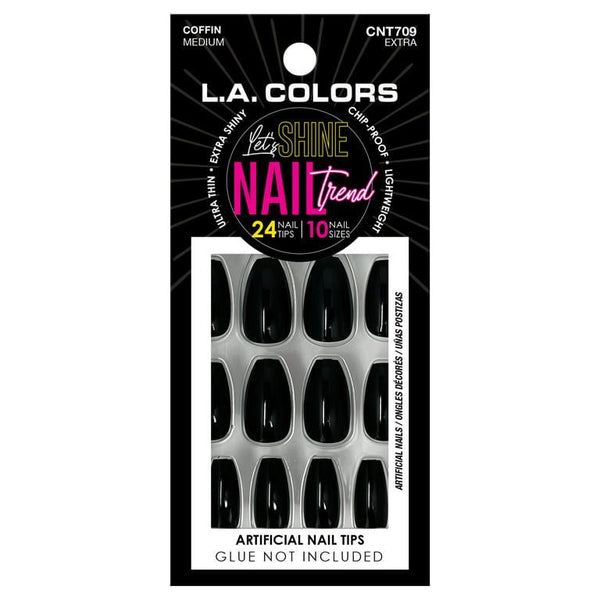L.A. COLORS Shine Nail Trend Nail Tips, Coffin Shape, Extra, 24 Pieces EasyOptionXY LLC