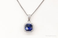 Blue Lab Sapphire Cubic Zirconia Sterling Silver Necklace