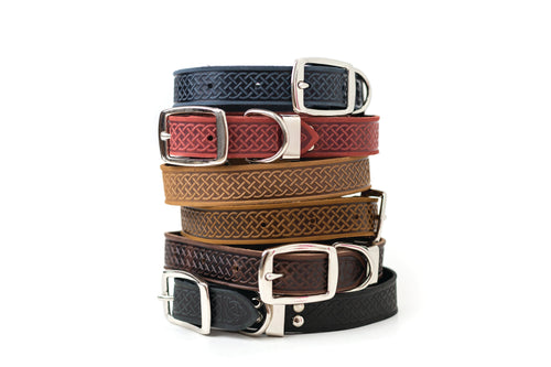Celtic Double Buckle Style Leather Dog Collar