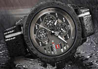 Men's  Sports Waterproof Watch With Chronometers And Leather Belt Multifunction Wristwatch Unique Design Perfect Gift