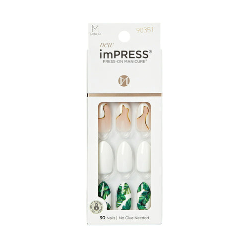KISS imPRESS Medium Almond Gel Press-On Nails, Glossy Light White, 30 Pieces EasyOptionXY LLC