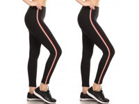 2-Pack: Women's Cotton Blend Side Stripe Leggings