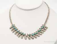 Handmade Vintage Native American Unsigned Turquoise Silver Necklace