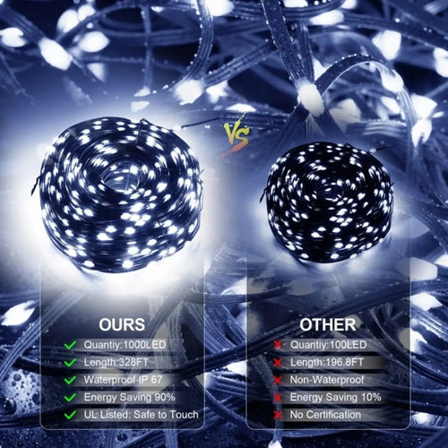 328ft LED Decorative Rope Lights for Festive Indoor and Outdoor Decor
