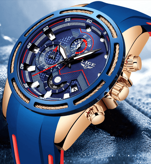 Men's Waterproof Modern Watch With Rubber Straps Multifunction Watches Unique Design Perfect Gift