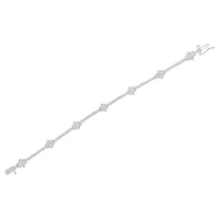 .925 Sterling Silver 1.0 cttw Miracle-Set Diamond Floral Station Tennis Bracelet (I-J Color, I3 Clarity) - 7-1/2"