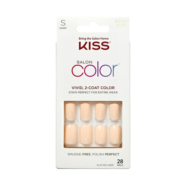 KISS Salon Color Short Square Fake Nails, Glossy Solid White, 28 Count EasyOptionXY LLC