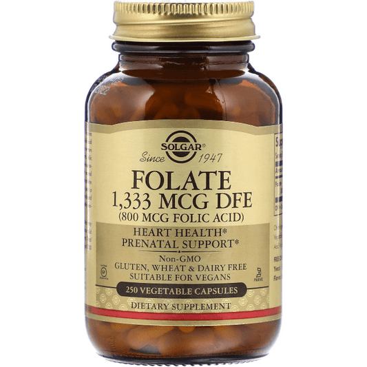 Solgar Folate Folic Acid 800 mcg - 250 Vegetable Capsules