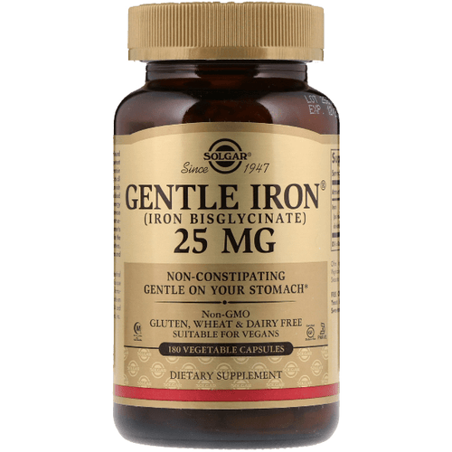 Solgar Gentle Iron 25 mg 180 Vegetable Capsules